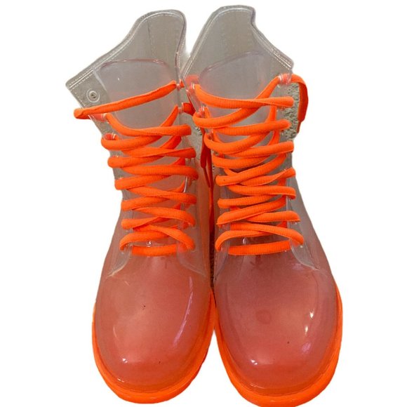 H2K  Clear Rubber Lace Up Rain Ankle Boots Women's - Picture 1 of 3